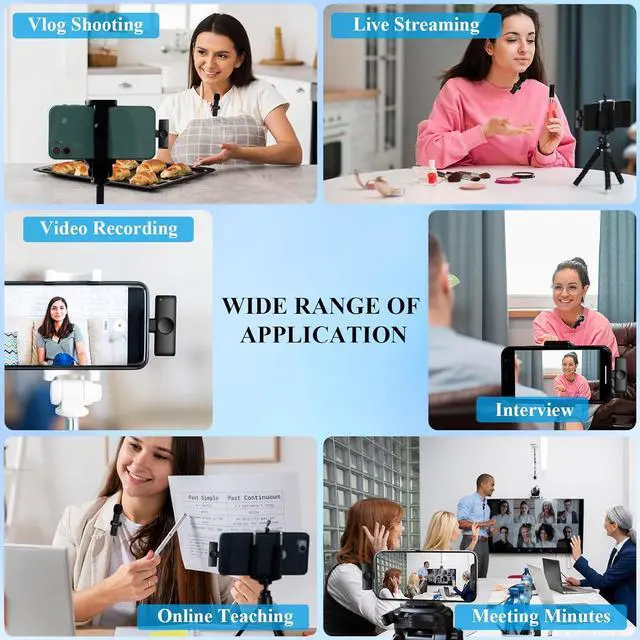 Alt view image 7 of 7 - 2 Pack Type C Mini Wireless Lavalier Microphone for iPhone 15 & Android Devices, Crystal Clear Sound Quality with Noise Reduction Lapel Microphone Plug-Play for Podcast Vlog YouTube TikTok