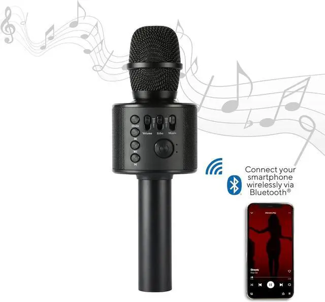 Alt view image 4 of 7 - Core Innovations Wireless Bluetooth  Microphone with Built-in Speakers + HD Recording, Portable Handheld Mic | Black