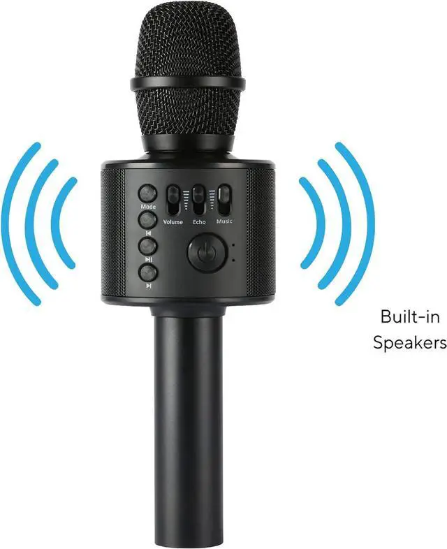 Alt view image 5 of 7 - Core Innovations Wireless Bluetooth  Microphone with Built-in Speakers + HD Recording, Portable Handheld Mic | Black