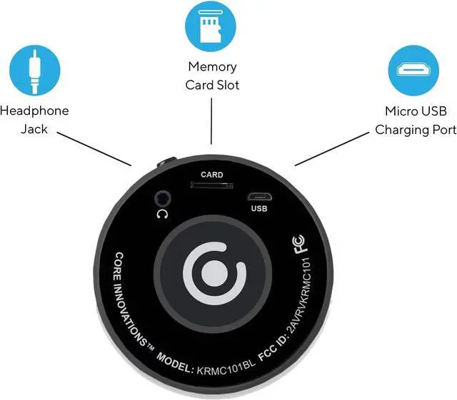 Alt view image 7 of 7 - Core Innovations Wireless Bluetooth  Microphone with Built-in Speakers + HD Recording, Portable Handheld Mic | Black