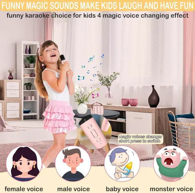 Alt view image 2 of 7 - Mini  Machine for Kids Adults, Mini Portable Bluetooth  Speaker with 1 Wireless Mics and LED Lights for Kids Adults, Christmas Birthday Gifts Toys for Girls Boys Family Home Party