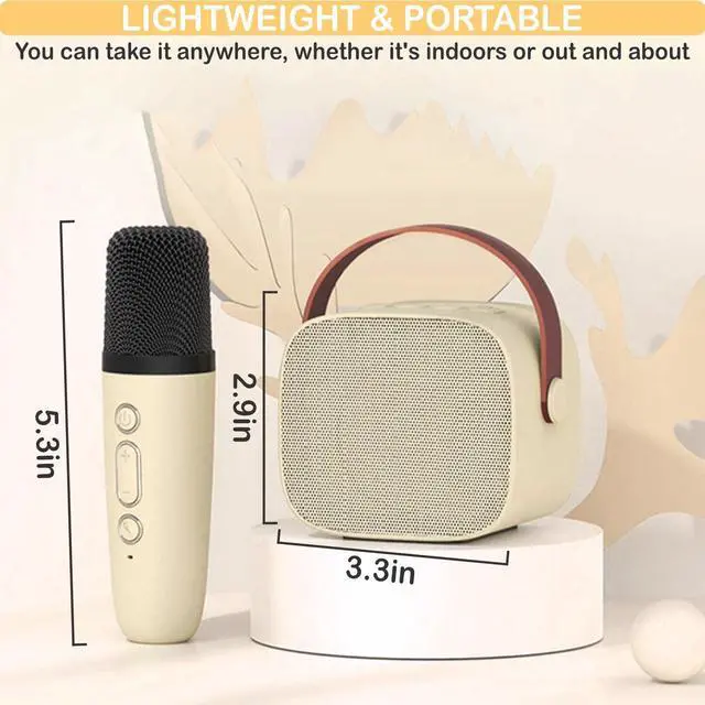 Alt view image 6 of 7 - Mini  Machine for Kids Adults, Mini Portable Bluetooth  Speaker with 1 Wireless Mics and LED Lights for Kids Adults, Christmas Birthday Gifts Toys for Girls Boys Family Home Party