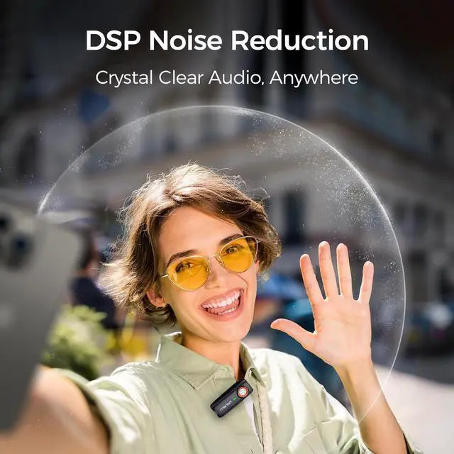 Alt view image 2 of 7 - hohem MIC-01 Wireless Lavalier Microphone, Plug & Play, MFi Certified, 20H Battery Life, DSP Noise Cancellation, Wireless Mic for iPhone IOS, Live Streaming, Interview (2 TX+1 RX + Charging Case)