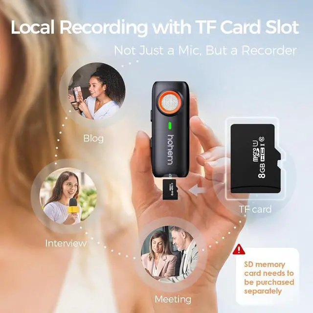Alt view image 5 of 7 - hohem MIC-01 Wireless Lavalier Microphone, Plug & Play, MFi Certified, 20H Battery Life, DSP Noise Cancellation, Wireless Mic for iPhone IOS, Live Streaming, Interview (2 TX+1 RX + Charging Case)