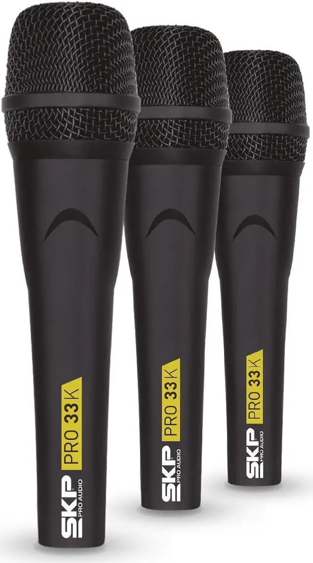 Alt view image 2 of 7 - Microphone for Singing, Concerts, Studio and Events - Professional PRO-33K Dynamic Cardioid 3 Microphones Kit - XLR Connectivity - Includes Mic Stand and Accessories