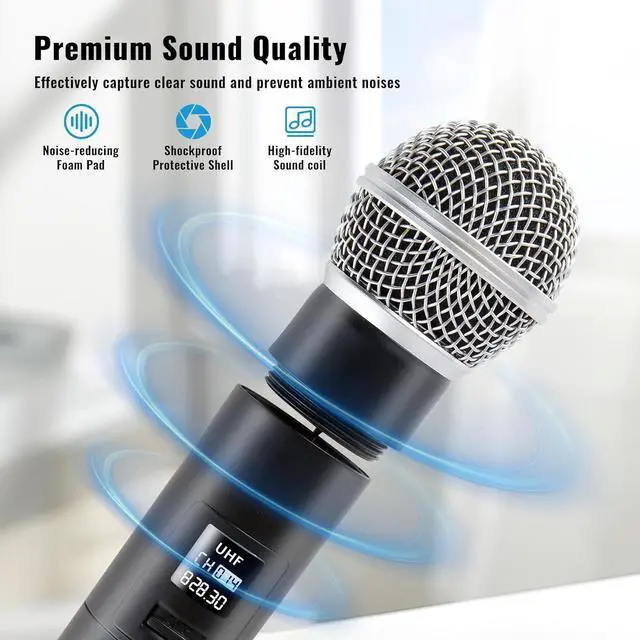 Alt view image 4 of 7 - Wireless Microphone for  Handheld Wireless Mic System Professional Cordless Microphone for Singing Meeting Church Wedding Party