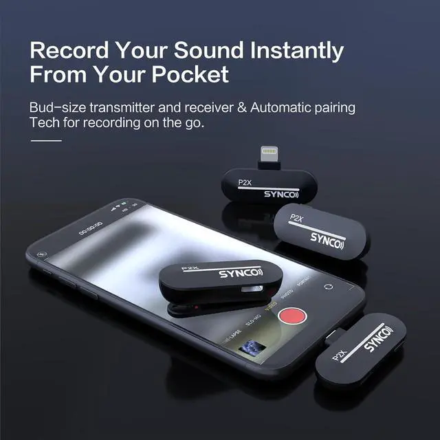 Alt view image 5 of 7 - SYNCO 2 Mics Wireless Lavalier Microphone for iPhone, P2XL Professional Lapel Mics for Tiktok, YouTube, Streaming, Vlog Video Recording, Wireless Microphone for iPhone 14/13/12/11/SE...