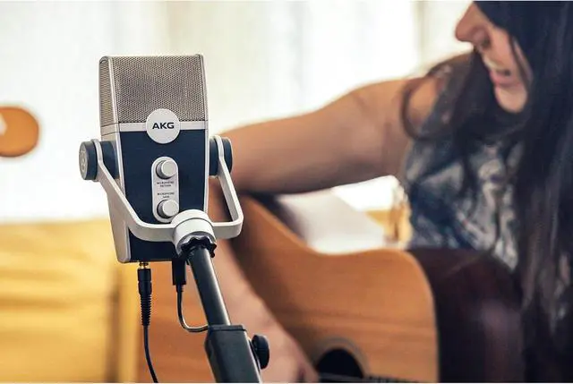 Alt view image 3 of 7 - AKG Pro Audio Lyra Ultra-HD USB C Microphone for Recording, Streaming, Gaming, Podcasting, ASMR on PC and Mac, Condenser Mic for Laptop or Computer, Adjustable Stand, Plug and Play  Blue and Silver