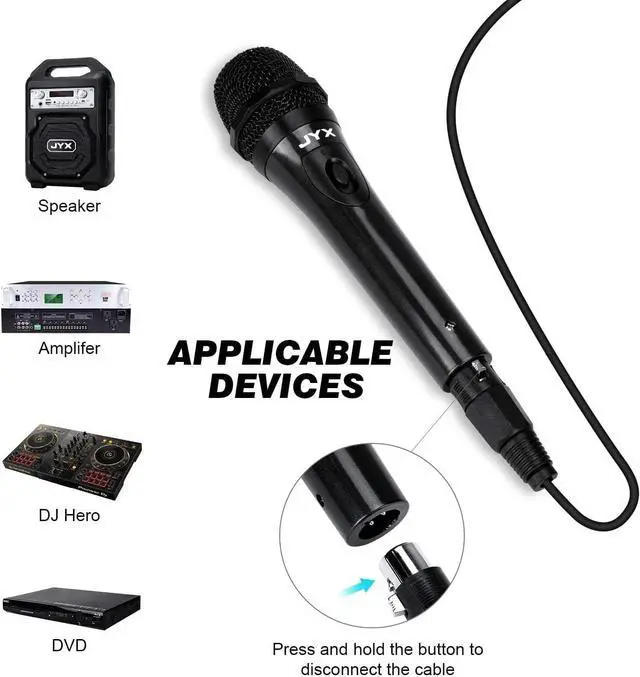 Alt view image 4 of 7 - JYX Dynamic Vocal  Microphone, Handheld Wired Microphone with ON/Off Switch, for  Machine/Speaker/Amp/Mixer/PA System