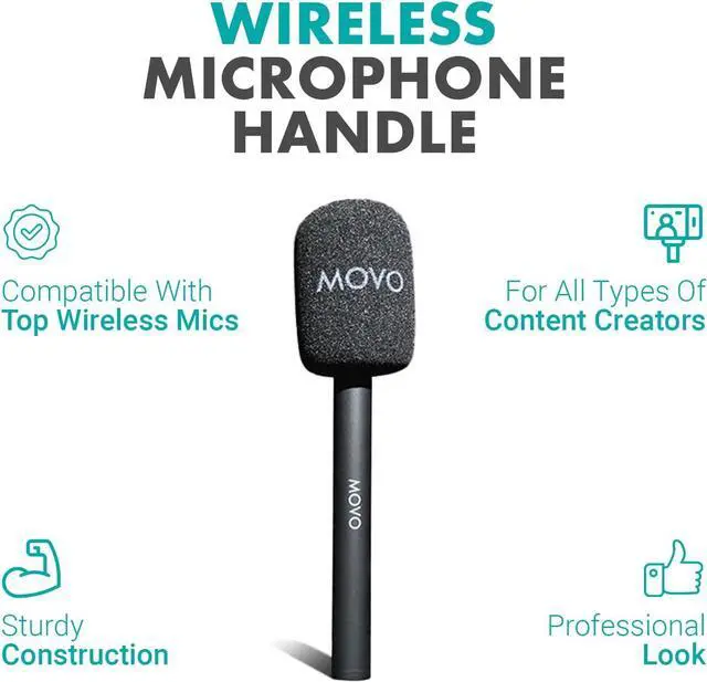 Alt view image 2 of 7 - Movo WMX-HM Mic Handle for DJI Mic, Rode Wireless GO, Hollyland Lark, and More - Wireless Interview Microphone Handle - Wireless Lav Mic Adapter for Vlogging, Interviews, Podcasting, Content Creation