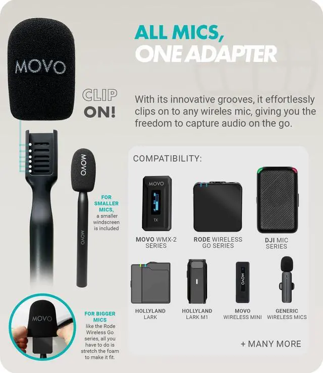Alt view image 4 of 7 - Movo WMX-HM Mic Handle for DJI Mic, Rode Wireless GO, Hollyland Lark, and More - Wireless Interview Microphone Handle - Wireless Lav Mic Adapter for Vlogging, Interviews, Podcasting, Content Creation