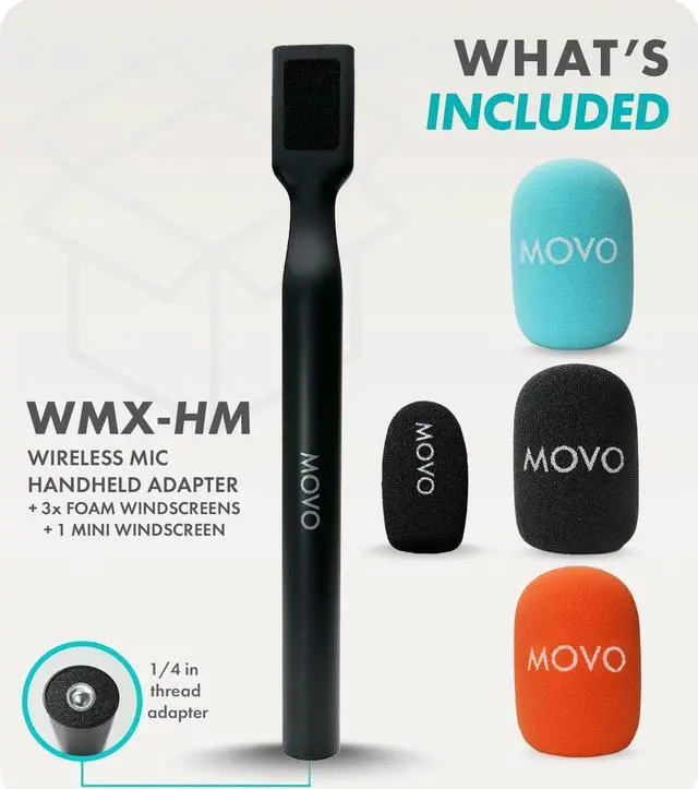 Alt view image 6 of 7 - Movo WMX-HM Mic Handle for DJI Mic, Rode Wireless GO, Hollyland Lark, and More - Wireless Interview Microphone Handle - Wireless Lav Mic Adapter for Vlogging, Interviews, Podcasting, Content Creation