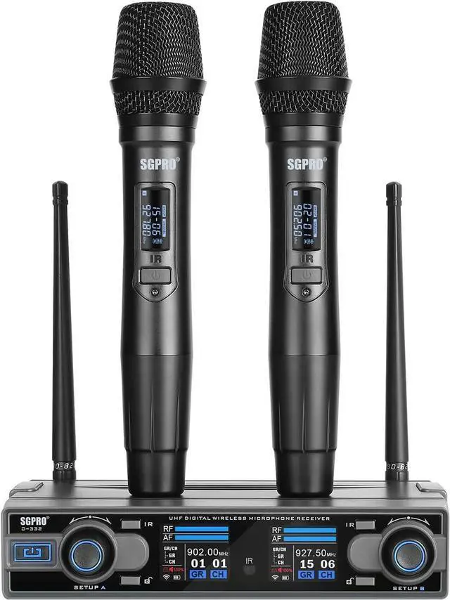 Main image of Wireless Microphones for Singing and Speaking, Microfono Inalambrico Professional with Dual Cordless Handheld Mics for Stage, Live House, Classroom, or Church, Easy Operation and Great Sound