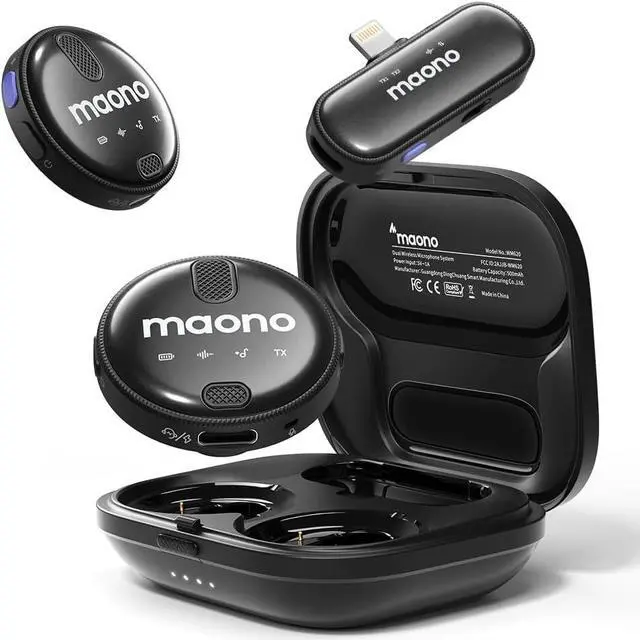 Main image of MAONO Wireless Lavalier Microphone for iPhone iPad, Wireless Lapel Mic with 48KHz/16Bit, Noise Cancellation, 328ft Range, 18H Battery for TikTok, YouTube, Vlogging, Video Recording, Streaming