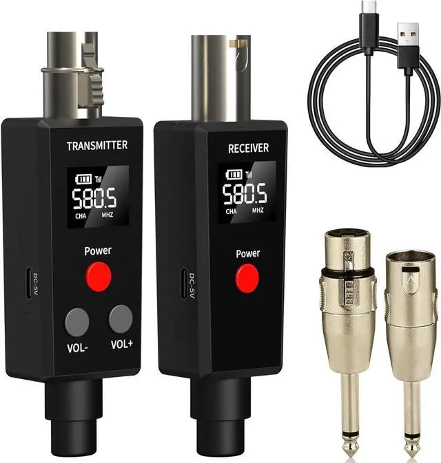Main image of 2.4GHz UHF Wireless Microphone System XLR Mic Adapter Wireless Transmitter and Receiver for Dynamic Microphone, Audio Mixer, PA System.