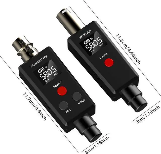 Alt view image 6 of 7 - 2.4GHz UHF Wireless Microphone System XLR Mic Adapter Wireless Transmitter and Receiver for Dynamic Microphone, Audio Mixer, PA System.