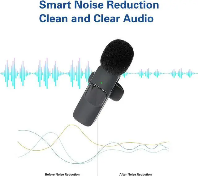 Alt view image 2 of 7 - 2 Pack Wireless Lavalier Microphones for iPhone, iPad, Android.Mini microphone for recording live videos, Tiktok, YouTube and Facebook (3-in-1)