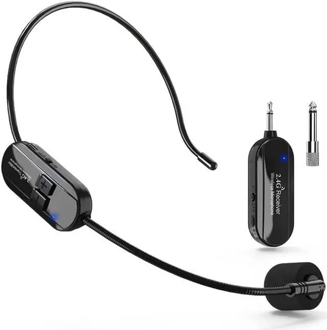Main image of Wireless Microphone Headset, 2.4GHz, 160ft Range, Dual Type-C Charging, 3D Stage Reverb Effects, Compatible with 6.35mm & 3.5mm Jacks