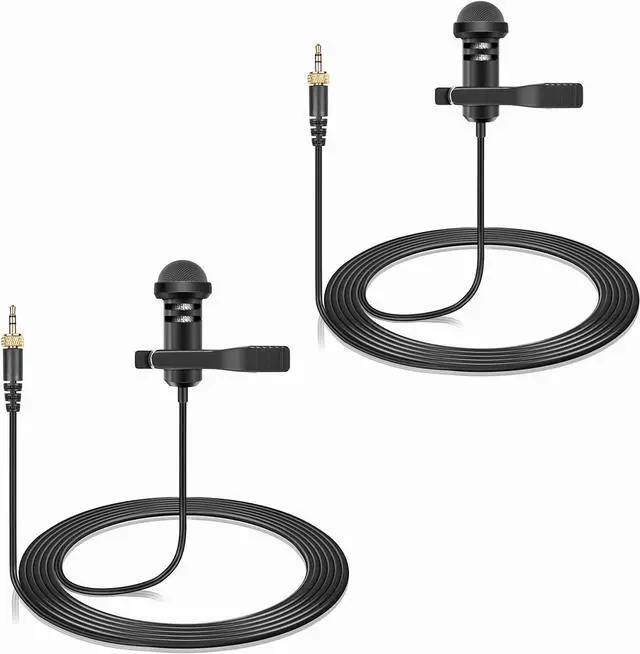 Main image of 2-Pack Lavalier Lapel Microphone for Sennheiser Wireless Transmitter, 3.5mm | Omnidirectional Condenser Mic with Screw Lock for YouTube, Lectures, Living Performance