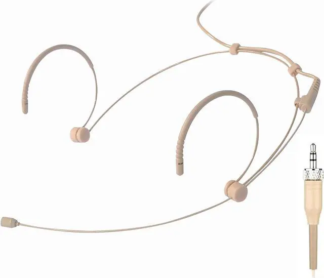 Main image of Headset Microphone Discreet Headworn Ear Hook Earset Over the Ear Mic for Sennheiser Wireless Transmitter, Ideal for Lectures, Live Performance, Theater, Podcasts Beige