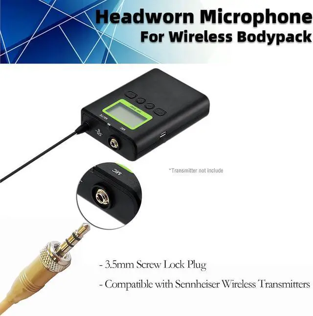 Alt view image 3 of 6 - Headset Microphone Discreet Headworn Ear Hook Earset Over the Ear Mic for Sennheiser Wireless Transmitter, Ideal for Lectures, Live Performance, Theater, Podcasts Beige