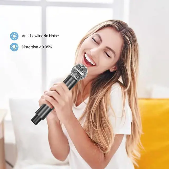 Alt view image 6 of 6 - FDUCE W30 Wireless Microphone,UHF Dynamic Handheld Microphone,Rechargeable Receiver with Volume Adjustment Button,for ,Singing,Family Party(200ft)
