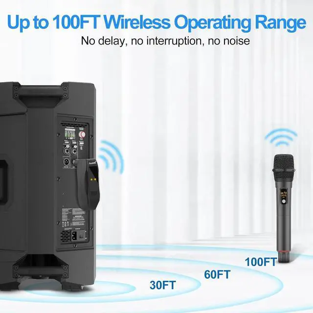 Alt view image 5 of 6 - Aveek Wireless Microphones Rechargeable,  Handheld Microphone with Receiver,Microphones for Singing, Machines,DJ,Party,Church,Wedding, Speech wireless microphones for