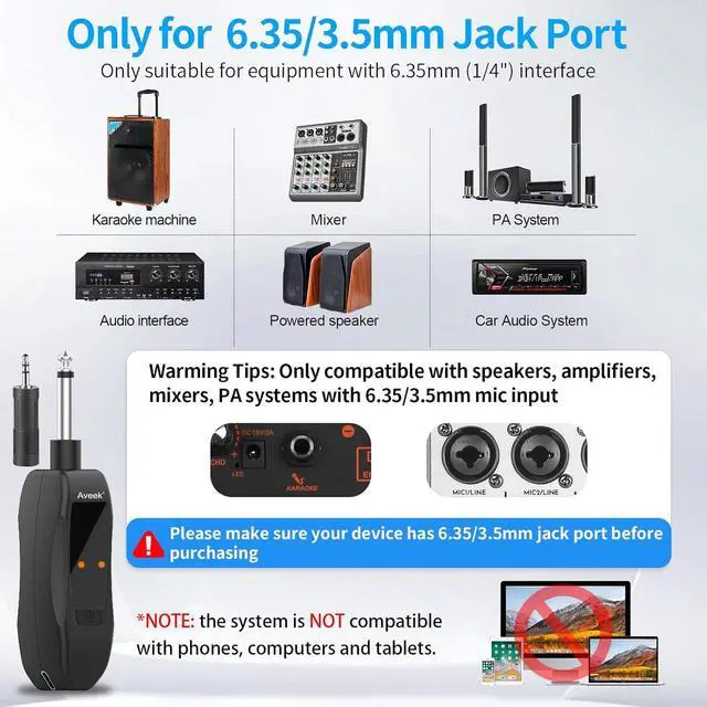 Alt view image 6 of 6 - Aveek Wireless Microphones Rechargeable,  Handheld Microphone with Receiver,Microphones for Singing, Machines,DJ,Party,Church,Wedding, Speech wireless microphones for