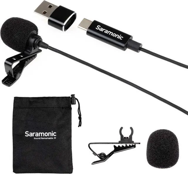 Alt view image 2 of 7 - Saramonic LavMicro-U USB C Lavalier Microphone for iPhone 15, iPad, Android, Omnidirectional Condenser Lapel Mic for Vlogging, Interviews, YouTube, TikTok