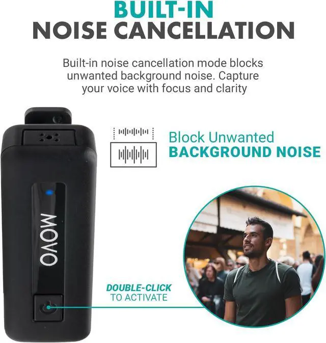 Alt view image 6 of 7 - Movo Wireless Mini USB-C Wireless Microphone for iPhone 15 - iPhone 15 Microphone Compatible with iPhone 15 Pro Max - 10HR Battery Life, 164ft Range