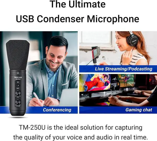 Alt view image 5 of 6 - Tascam TM-250U USB Condenser Microphone for Podcasting, Conferencing, Computer Recording, and Online Audio (TM250U)