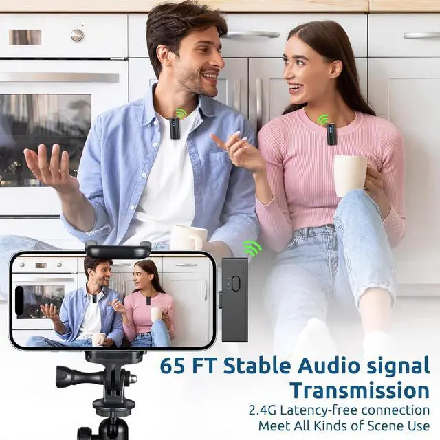 Alt view image 5 of 7 - Wireless Lavalier Microphones AI Noise Reduction Universal for All USB-C (iPhone 15) and Lightning (iPhone 13/X) Devices, Ideal for Video Recording, Vlogging, YouTube, and TikTok, M5 Pro