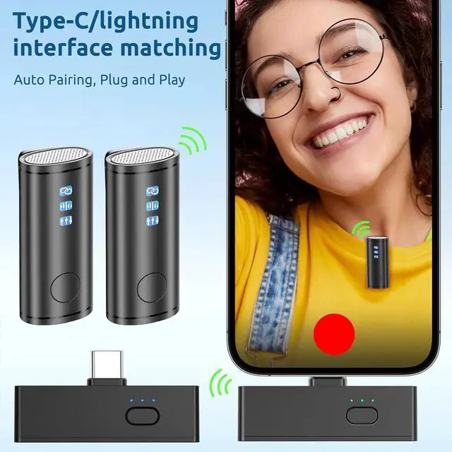 Alt view image 4 of 7 - Wireless Lavalier Microphones AI Noise Reduction Universal for All USB-C (iPhone 15) and Lightning (iPhone 13/X) Devices, Ideal for Video Recording, Vlogging, YouTube, and TikTok, M5 Pro