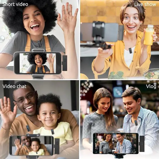 Alt view image 7 of 7 - Wireless Lavalier Microphones AI Noise Reduction Universal for All USB-C (iPhone 15) and Lightning (iPhone 13/X) Devices, Ideal for Video Recording, Vlogging, YouTube, and TikTok, M5 Pro