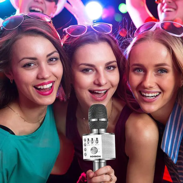 Alt view image 2 of 7 - Wireless Bluetooth  Microphone, 3-in-1 Portable Handheld Mic Speaker for All Smartphones,Gifts for Boys Kids Adults All Age Q37(Space Gray)