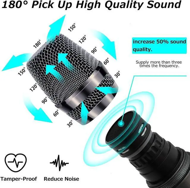 Alt view image 4 of 6 - Wireless Microphone,  UHF Metal Handheld Dynamic Mic System with Rechargeable Receiver 1/4''(6.35mm) Plug, for Amplifier, PA System,  Singing, Wedding, Party, Speech, Church