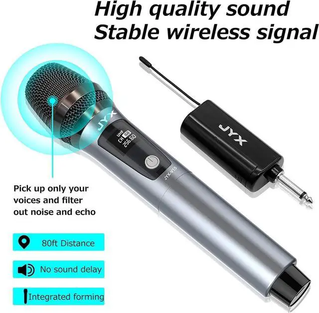 Alt view image 5 of 6 - Wireless Microphone,  UHF Metal Handheld Dynamic Mic System with Rechargeable Receiver 1/4''(6.35mm) Plug, for Amplifier, PA System,  Singing, Wedding, Party, Speech, Church