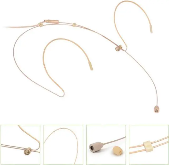 Alt view image 5 of 7 - Headset Microphone Double Over Ear Earset Over Ear Headworn Mic Compatible with AKG Wireless System Bodypack Transmitter with 1.2m Cable Windscreen Mini XLR 3 Pin TA3F Plug