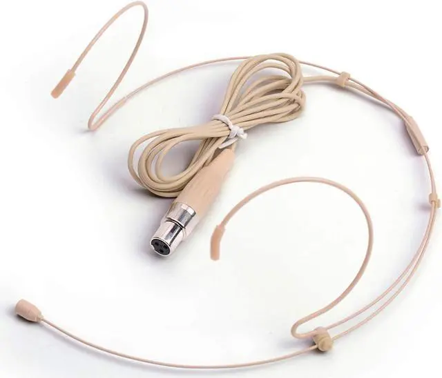 Main image of Microphone Headset Discreet Headworn Earset Over Ear Hanging Mic Compatible with AKG Wireless System Bodypack Transmitter, Ideal for Lectures, Live Performance, Theater, Podcasts Beige