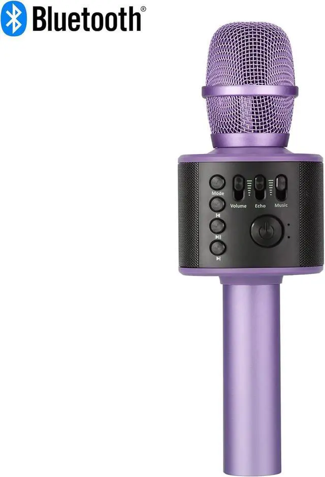 Alt view image 3 of 7 - Core Innovations Wireless Bluetooth  Microphone with Built-in Speakers + HD Recording, Portable Handheld Mic | Lilac