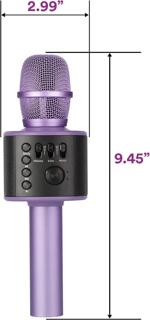 Alt view image 4 of 7 - Core Innovations Wireless Bluetooth  Microphone with Built-in Speakers + HD Recording, Portable Handheld Mic | Lilac
