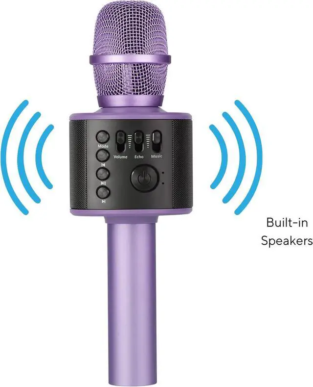 Alt view image 7 of 7 - Core Innovations Wireless Bluetooth  Microphone with Built-in Speakers + HD Recording, Portable Handheld Mic | Lilac