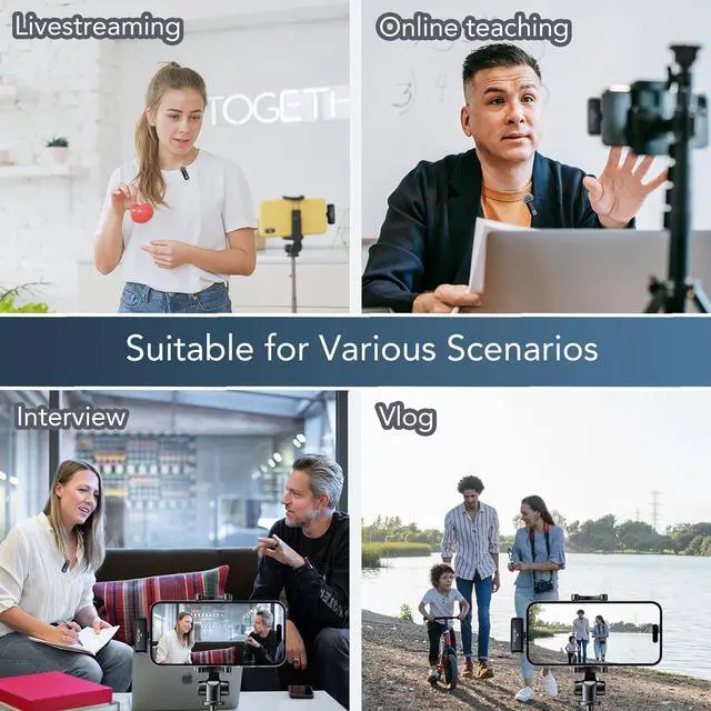 Alt view image 6 of 6 - Wireless Microphone for iPhone iPad with Transmitter Digital Display and 40 hours Charging Case, Clip on Wireless Lavalier Microphone for Video Recording - Set of 2