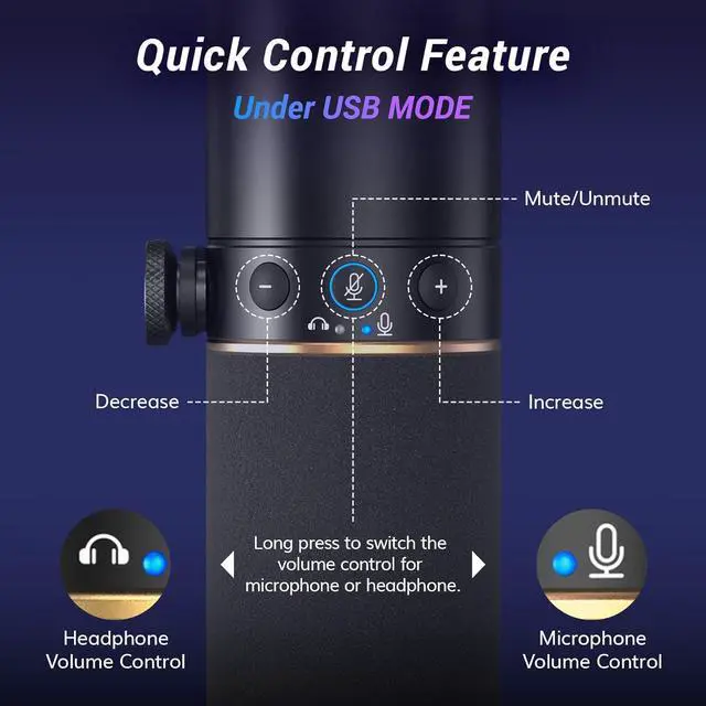 Alt view image 5 of 7 - TONOR XLR/USB Gaming Mic, Dynamic Microphone for Podcast Recording Streaming with RGB Light, Mute Button, Headphones Jack, Monitoring, Desktop Stand, Metal Vocal Mic for PC Mac Android PS4/5 TD520S