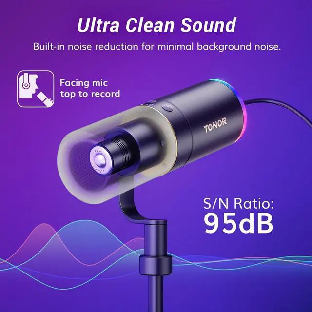 Alt view image 3 of 7 - TONOR XLR/USB Gaming Mic, Dynamic Microphone for Podcast Recording Streaming with RGB Light, Mute Button, Headphones Jack, Monitoring, Desktop Stand, Metal Vocal Mic for PC Mac Android PS4/5 TD520S