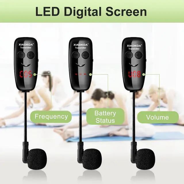 Alt view image 2 of 7 - XIAOKOA Wireless Microphone Headset, UHF Head Mic Speaker System, Professional Voice Amplifier Headset Microphones, with LED Digital Display, for Teaching Fitness Instructor Tour Guide