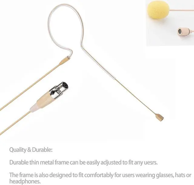 Alt view image 4 of 7 - Headset/Headworn Microphone - 4 Pin Mini XLR Head Microphone for Shure Wireless System & Bodypack Transmitter  Beige Single Earhook Omnidirectional Headset Head Mic