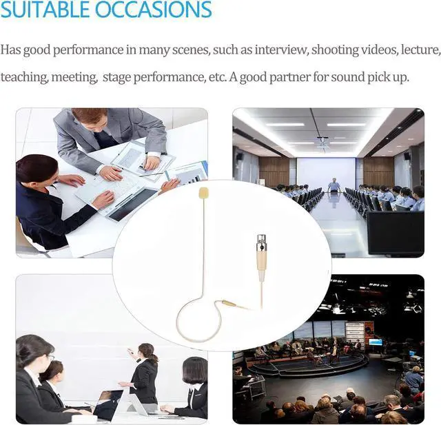Alt view image 5 of 7 - Headset/Headworn Microphone - 4 Pin Mini XLR Head Microphone for Shure Wireless System & Bodypack Transmitter  Beige Single Earhook Omnidirectional Headset Head Mic
