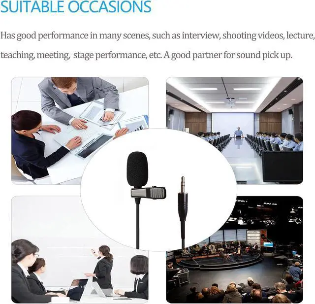 Alt view image 6 of 7 - Pro Lavalier Microphone Lapel Microphone 3.5mm (1/8'') TRS Unidirectional Condenser Mic for PC Camera Voice Amplifier Wireless Transmitter, Ideal for Lectures, Podcasts