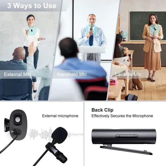 Alt view image 5 of 7 - Lavalier Wireless Microphone, Work 8hs/165FT Range Rechargeable Transmitter and Receiver for Speaker, PA, Audio Mixer, Teaching, Preaching, Public Speaking, G70(1TX1RX)